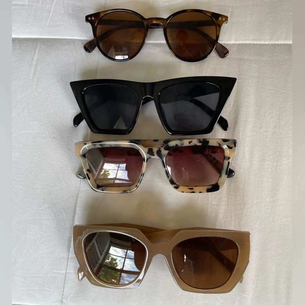 Women’s Sunglass 4 Pack Bundle - Brown, Leopard Black & Beige - OS - Multi Frame